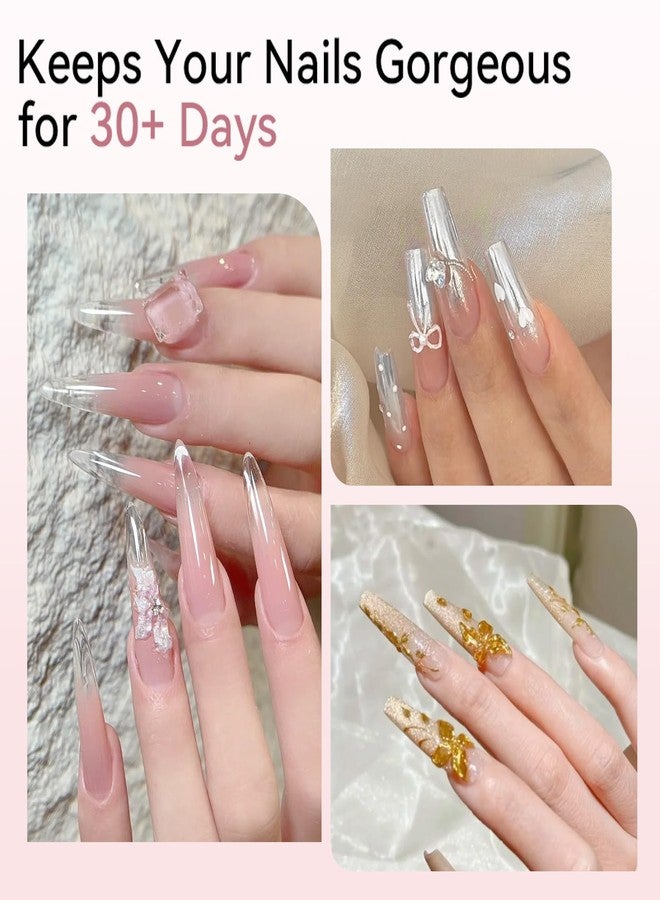 BORN PRETTY Builder Gel for Nails,60g Professional 3D Sculpting Gel, Clear Hard Extension Gels with Sequins & Chrome Powder,Non-Sticky U V Soak Off Gels for Salon & Home Nail Art - Image 4